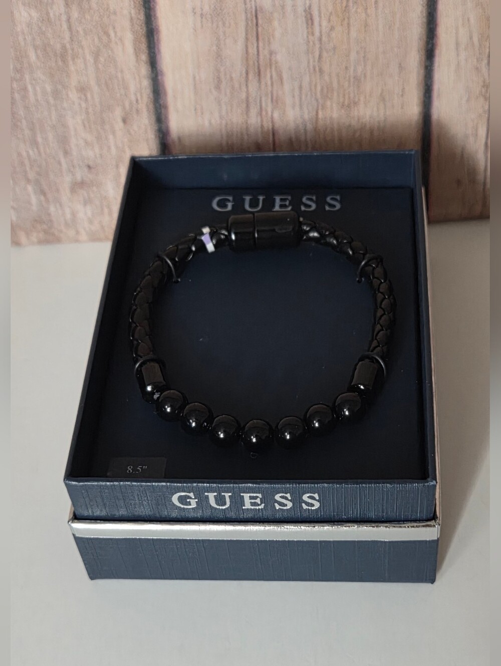 GUESS Black Beaded & Braided Bracelet NIB